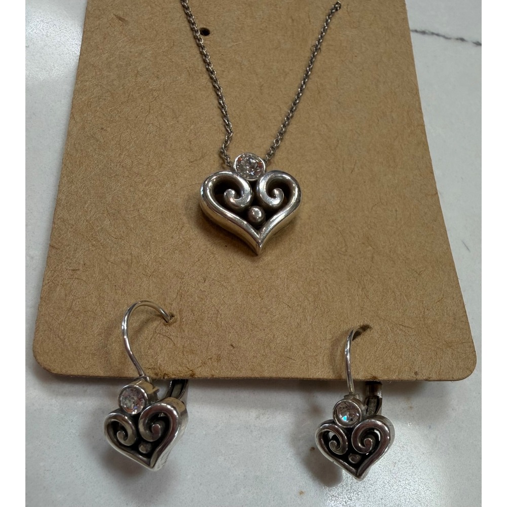 Brighton‎ Alcazar Heart Necklace and Earring Set Silver